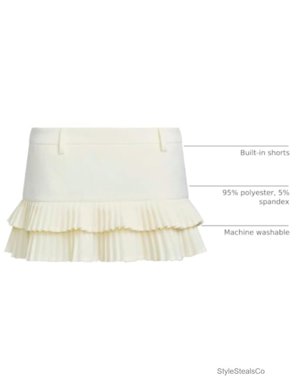 Low Rise Pleated Mini Skort Built In Shorts Ruffle Y2K Party - Picture 3 of 6